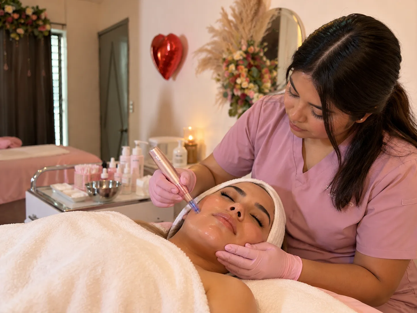 Especialista realizando tratamiento facial con Dermapen en Conectados Spa en Cuernavaca